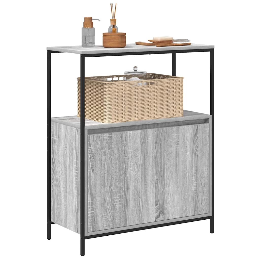 badeværelsesskab med hylder 76,5x35x95 cm grå sonoma-eg