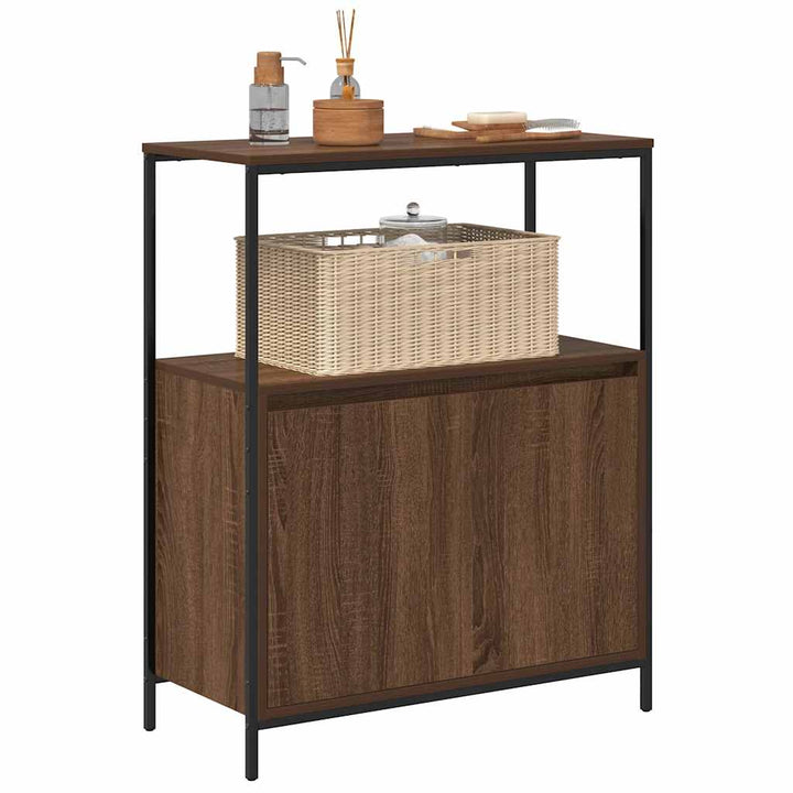 badeværelsesskab med hylder 76,5x35x95 cm brun egetræsfarve