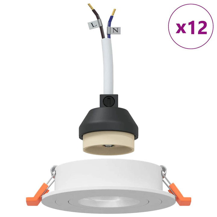 Spotlight 12 pcs Hvid 9 x 9 x 2 cm Aluminium