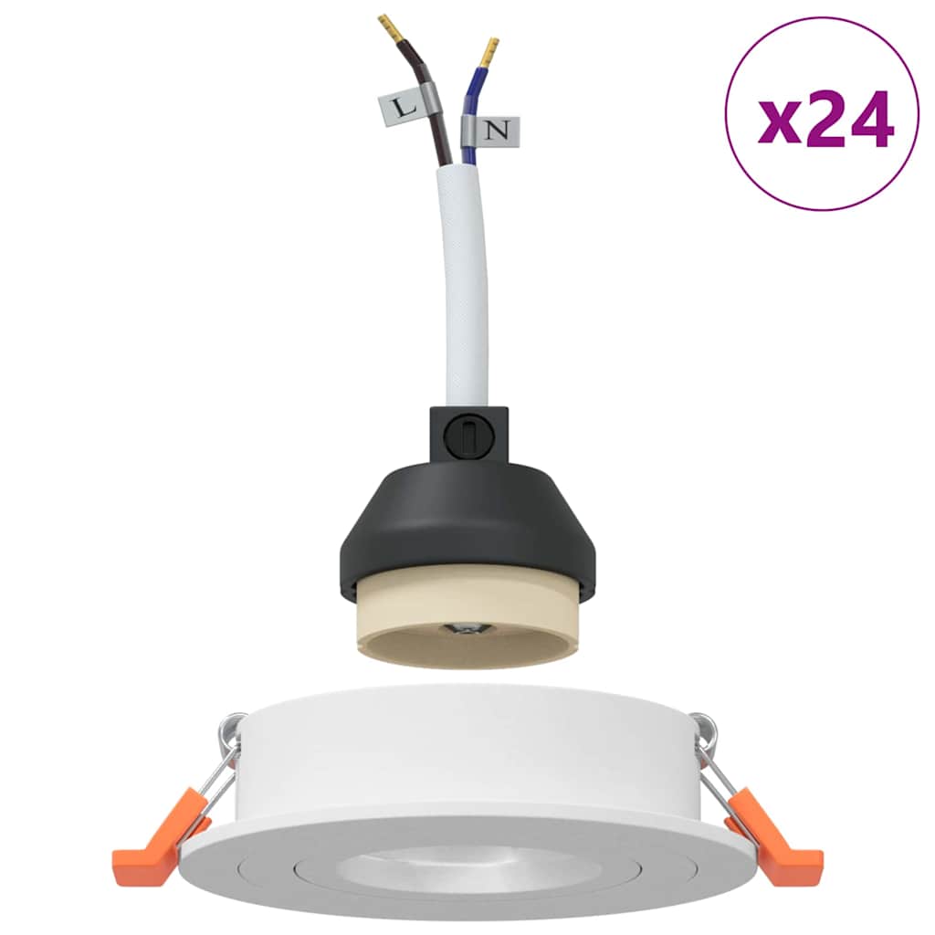 Spotlight 24 pcs Hvid 9 x 9 x 2 cm Aluminium