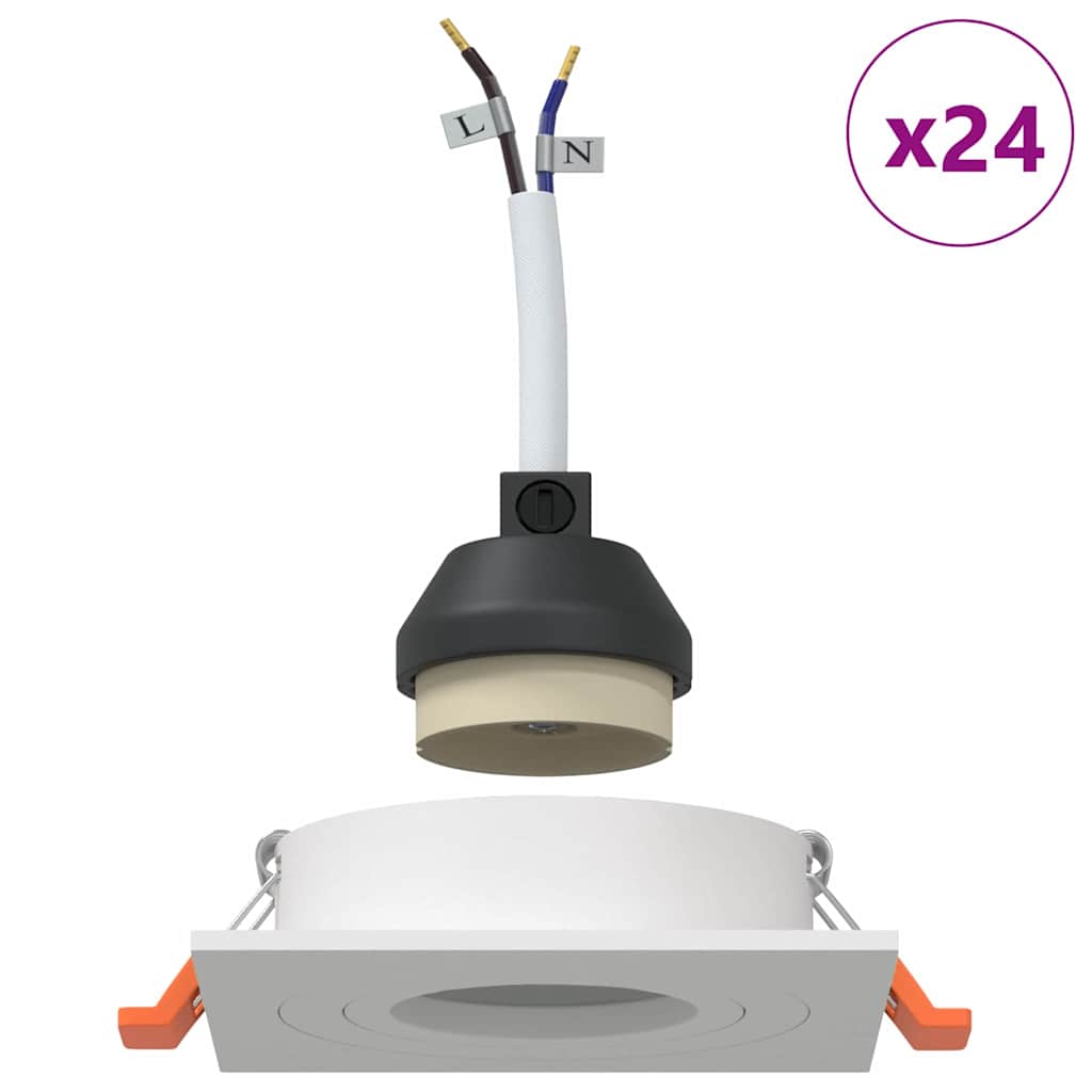 Spotlight 24 pcs Hvid 9 x 9 x 2 cm Aluminium