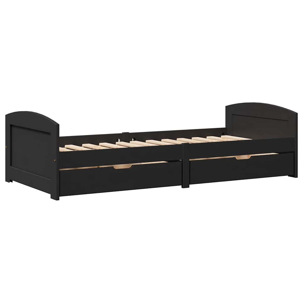 daybed med to skuffer uden madras IRUN sort 90x200 cm