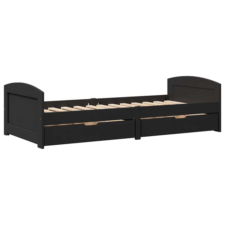 daybed med to skuffer uden madras IRUN sort 90x200 cm