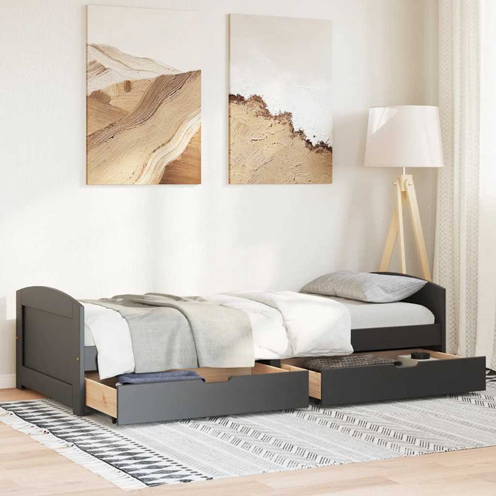 daybed med to skuffer uden madras IRUN sort 90x200 cm