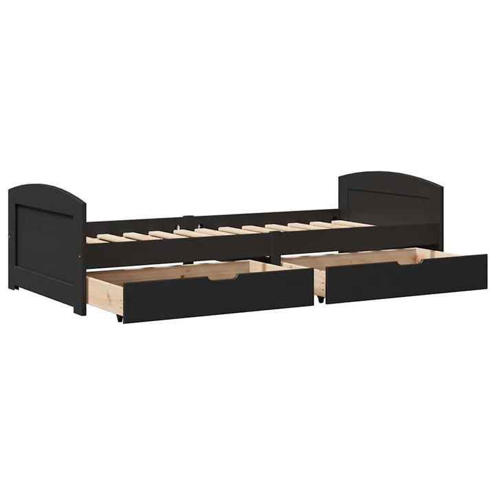 daybed med to skuffer uden madras IRUN sort 90x200 cm