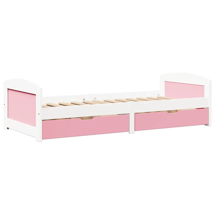 daybed med to skuffer uden madras IRUN hvid og lyserød 90x200cm