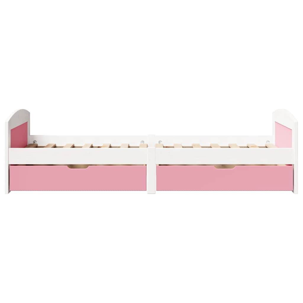 daybed med to skuffer uden madras IRUN hvid og lyserød 90x200cm
