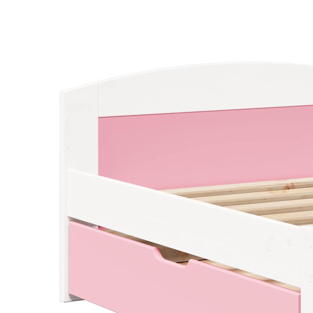daybed med to skuffer uden madras IRUN hvid og lyserød 90x200cm