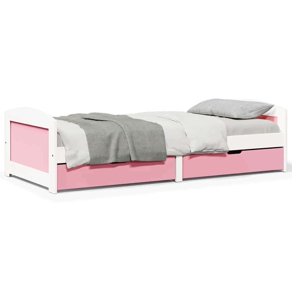 daybed med to skuffer uden madras IRUN hvid og lyserød 90x200cm