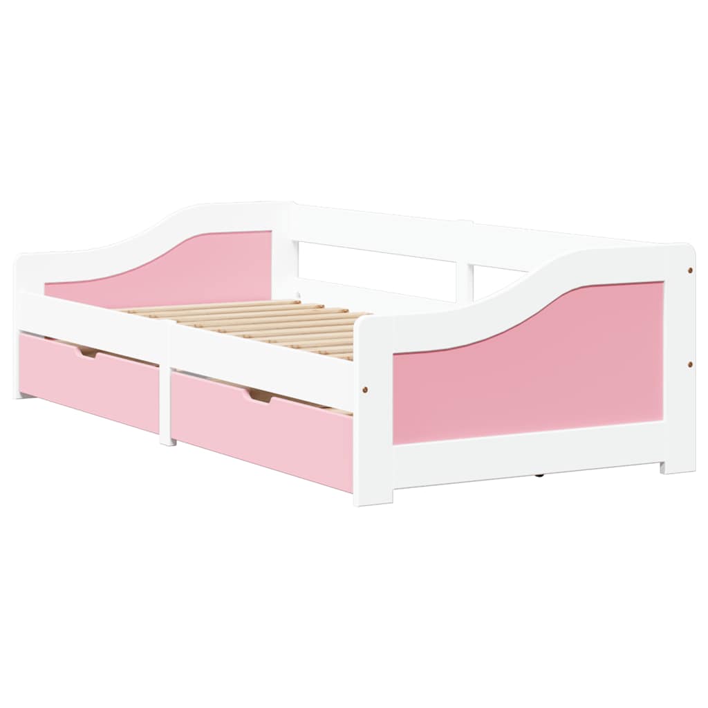 daybed med to skuffer uden madras IRUN hvid og lyserød 90x200cm