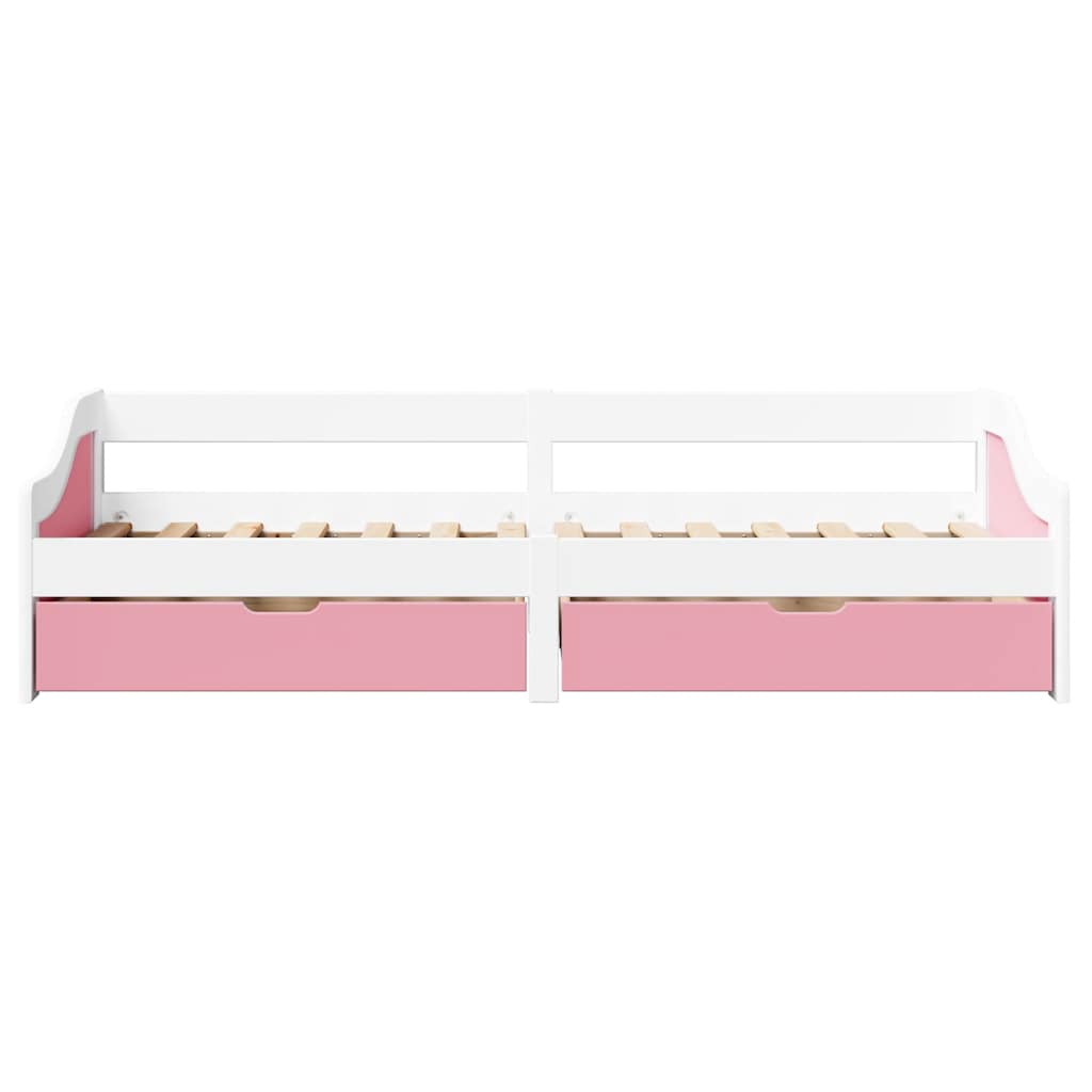 daybed med to skuffer uden madras IRUN hvid og lyserød 90x200cm