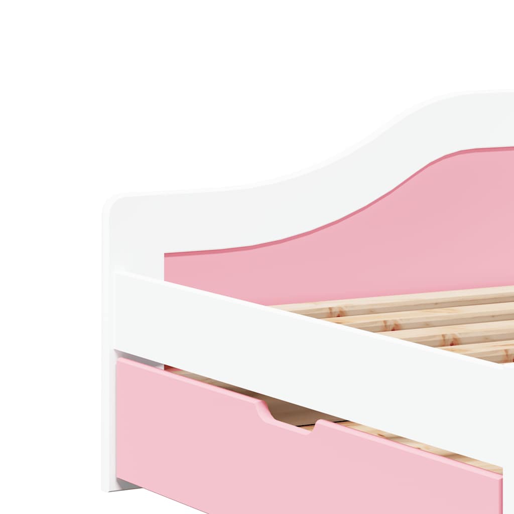 daybed med to skuffer uden madras IRUN hvid og lyserød 90x200cm