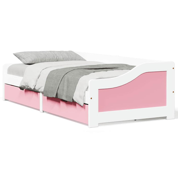 daybed med to skuffer uden madras IRUN hvid og lyserød 90x200cm