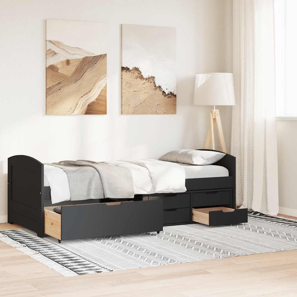 daybed med 5 skuffer uden madras IRUN sort 90x200 cm