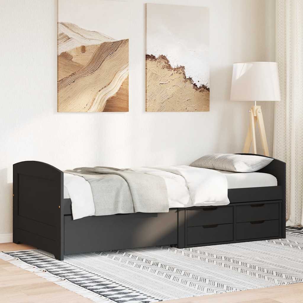 daybed med 5 skuffer uden madras IRUN sort 90x200 cm