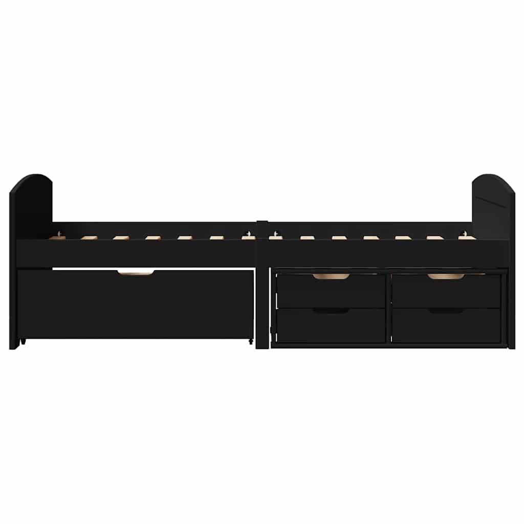 daybed med 5 skuffer uden madras IRUN sort 90x200 cm