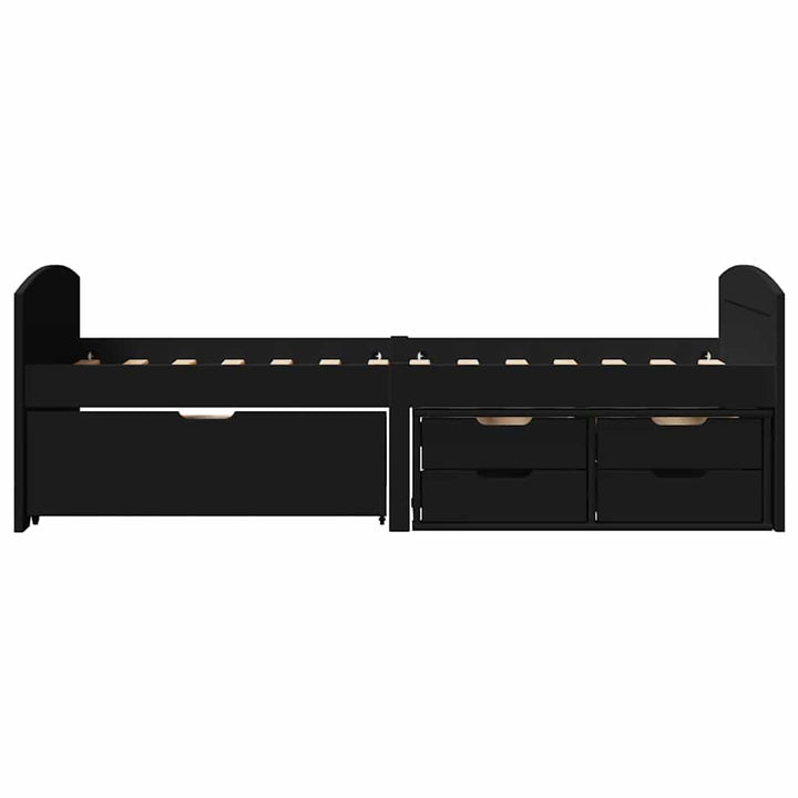 daybed med 5 skuffer uden madras IRUN sort 90x200 cm