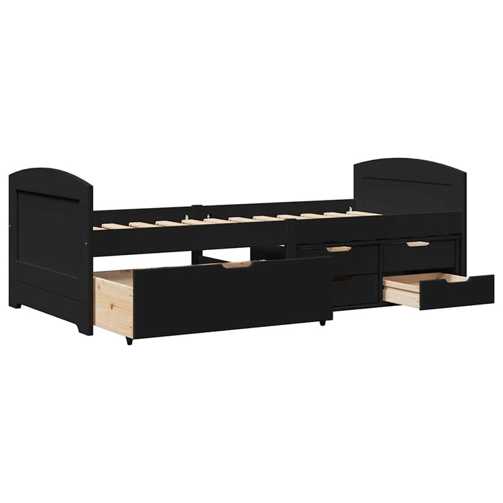 daybed med 5 skuffer uden madras IRUN sort 90x200 cm