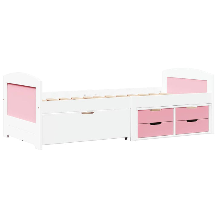 daybed med 5 skuffer uden madras IRUN hvid og lyserød 90x200 cm