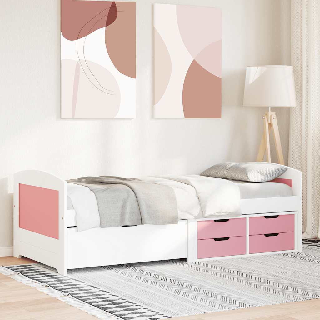 daybed med 5 skuffer uden madras IRUN hvid og lyserød 90x200 cm