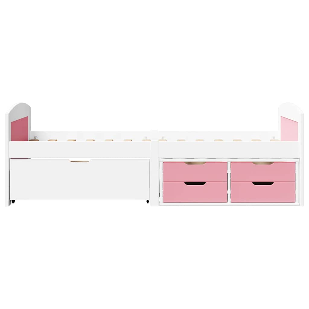 daybed med 5 skuffer uden madras IRUN hvid og lyserød 90x200 cm