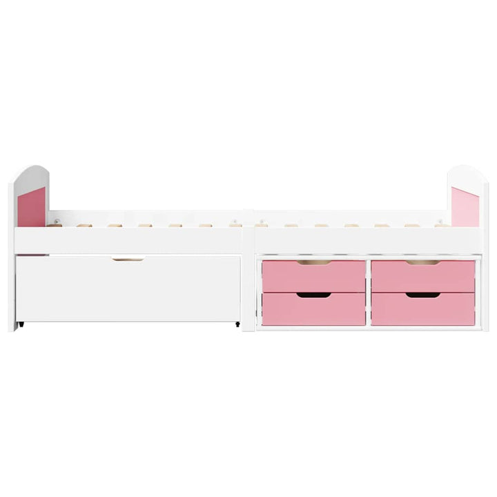 daybed med 5 skuffer uden madras IRUN hvid og lyserød 90x200 cm