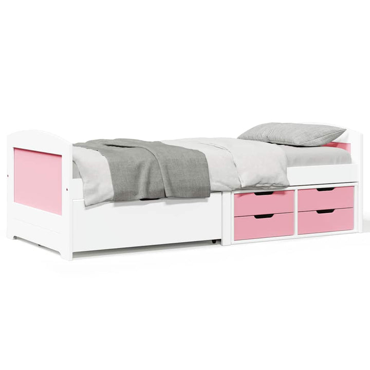 daybed med 5 skuffer uden madras IRUN hvid og lyserød 90x200 cm