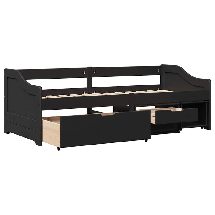 daybed med tre skuffer uden madras IRUN sort 90x200 cm