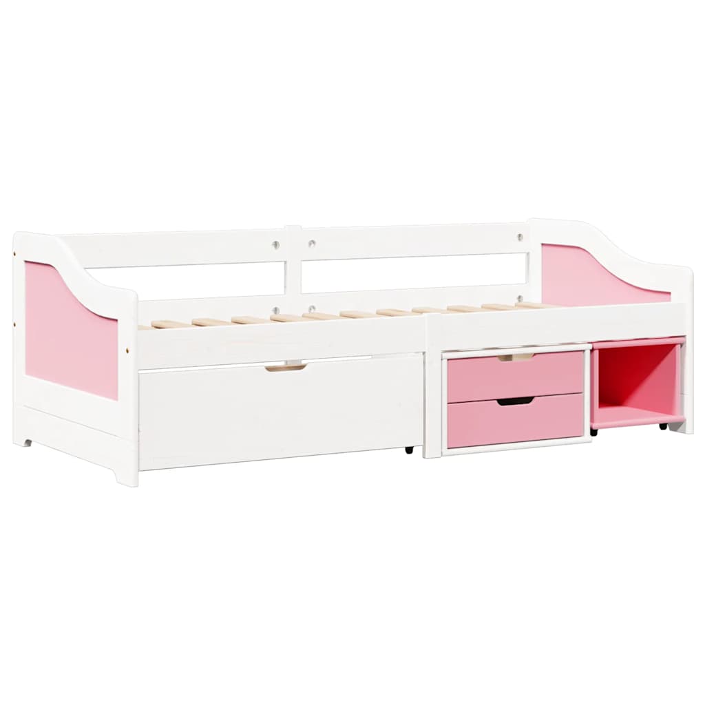 daybed med tre skuffer uden madras IRUN hvid&lyserød 90x200 cm
