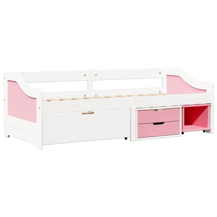 daybed med tre skuffer uden madras IRUN hvid&lyserød 90x200 cm