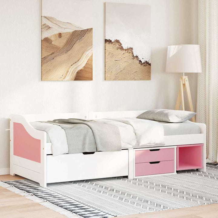 daybed med tre skuffer uden madras IRUN hvid&lyserød 90x200 cm