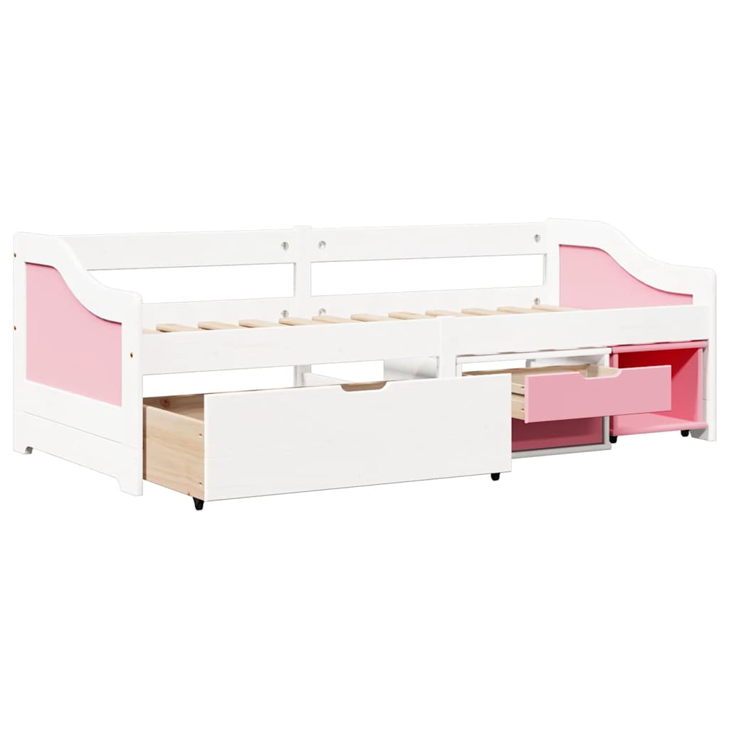 daybed med tre skuffer uden madras IRUN hvid&lyserød 90x200 cm