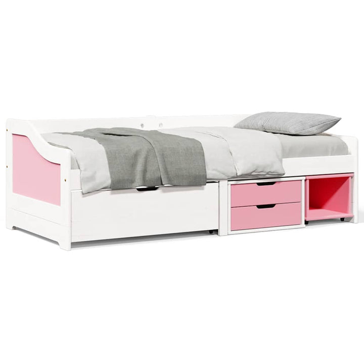 daybed med tre skuffer uden madras IRUN hvid&lyserød 90x200 cm