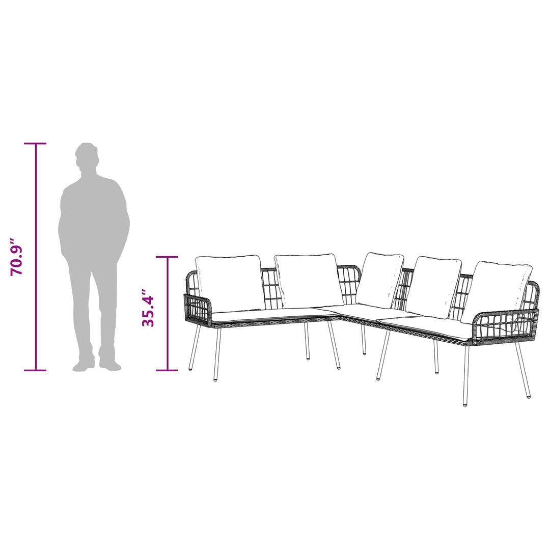 Sofa 5-Antal sæder Antracit Stål