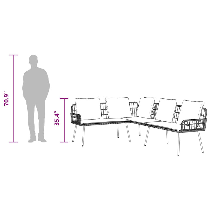 Sofa 5-Antal sæder Antracit Stål