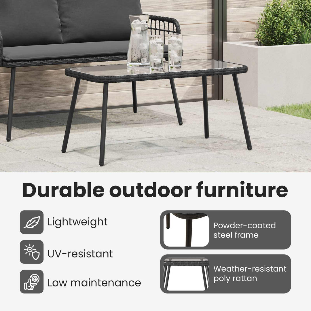 Sofabord Sort 90 x 45 x 43 cm polyrattan