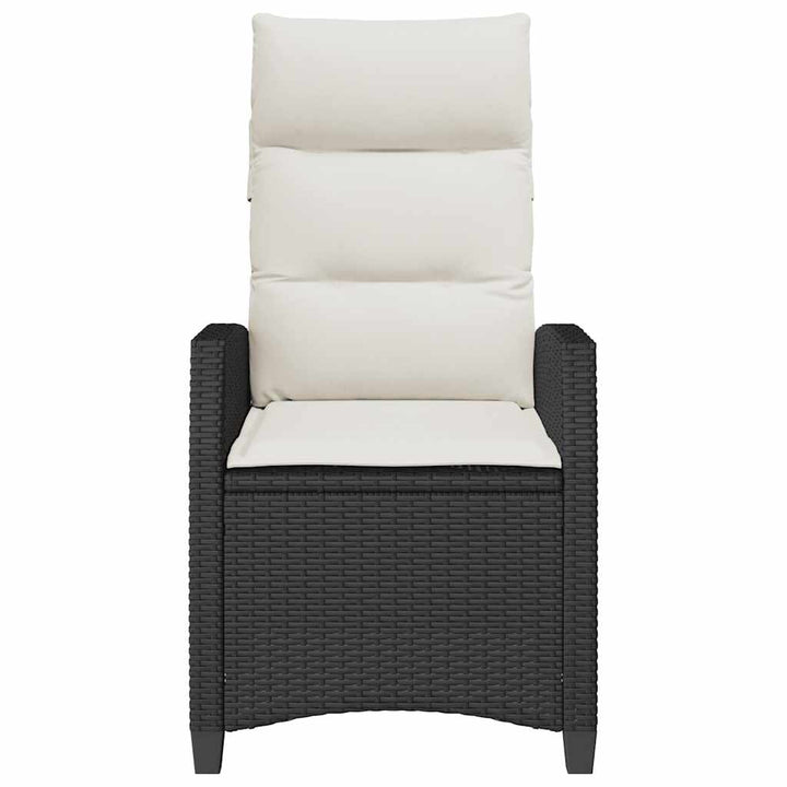 havestol med lænefunktion og sidebord polyrattan sort