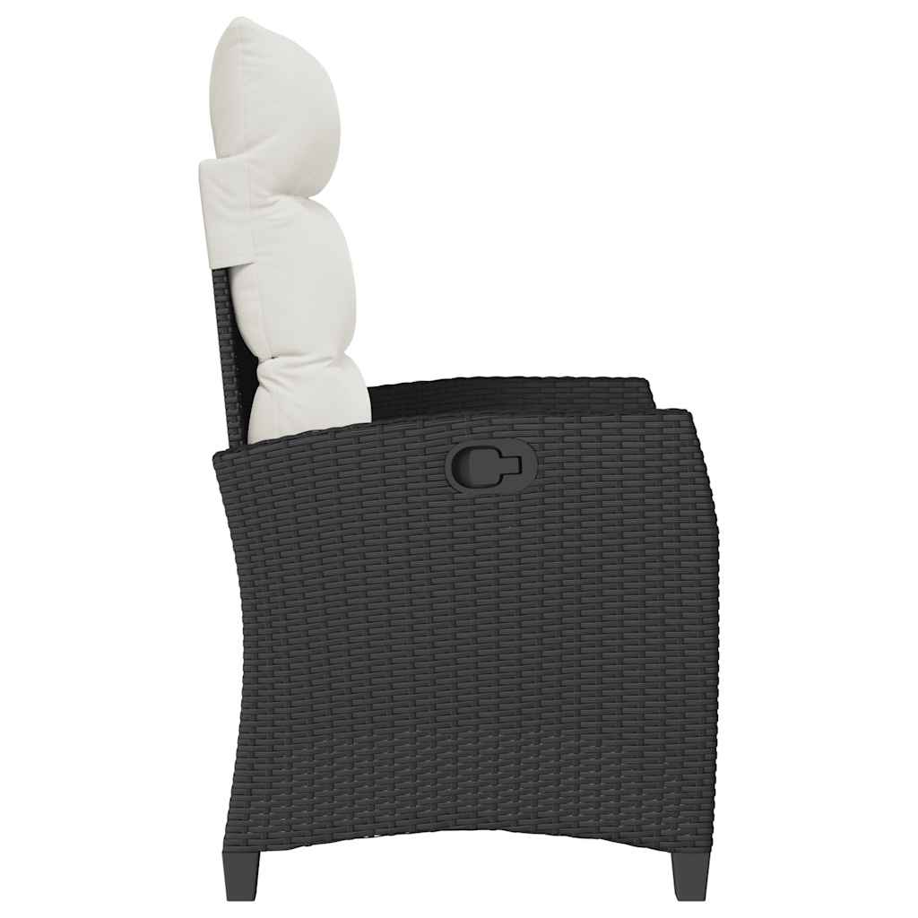 havestol med lænefunktion og sidebord polyrattan sort