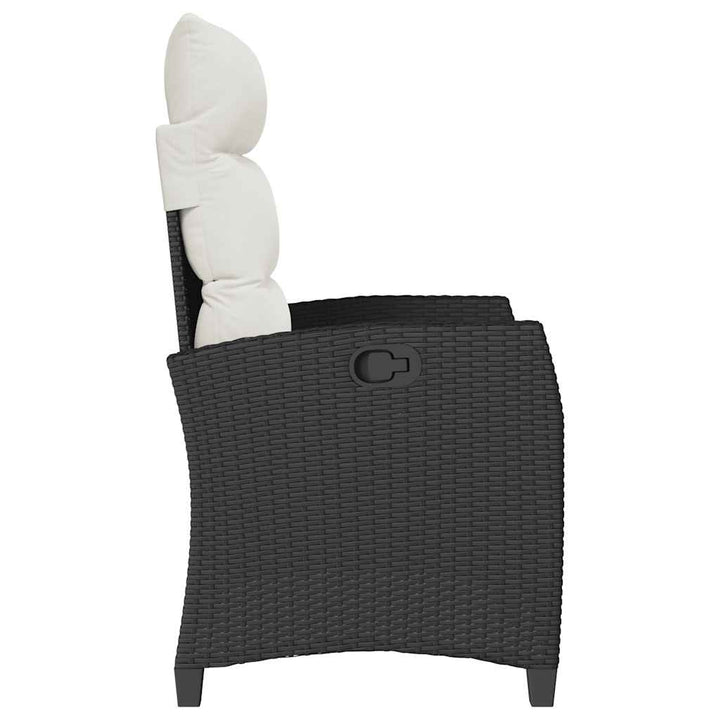 havestol med lænefunktion og sidebord polyrattan sort