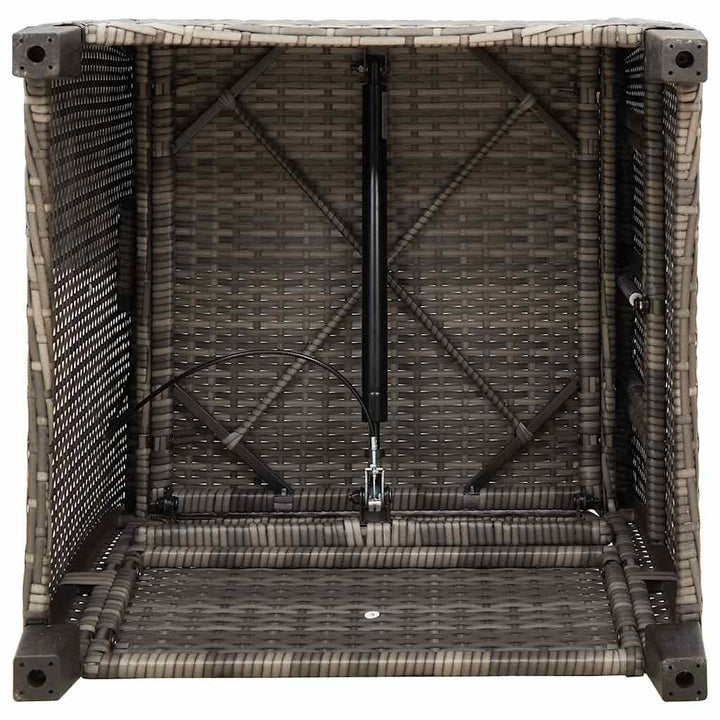 havestol med lænefunktion og sidebord polyrattan grå