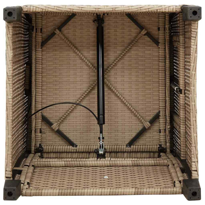 havestol med lænefunktion og sidebord polyrattan beige