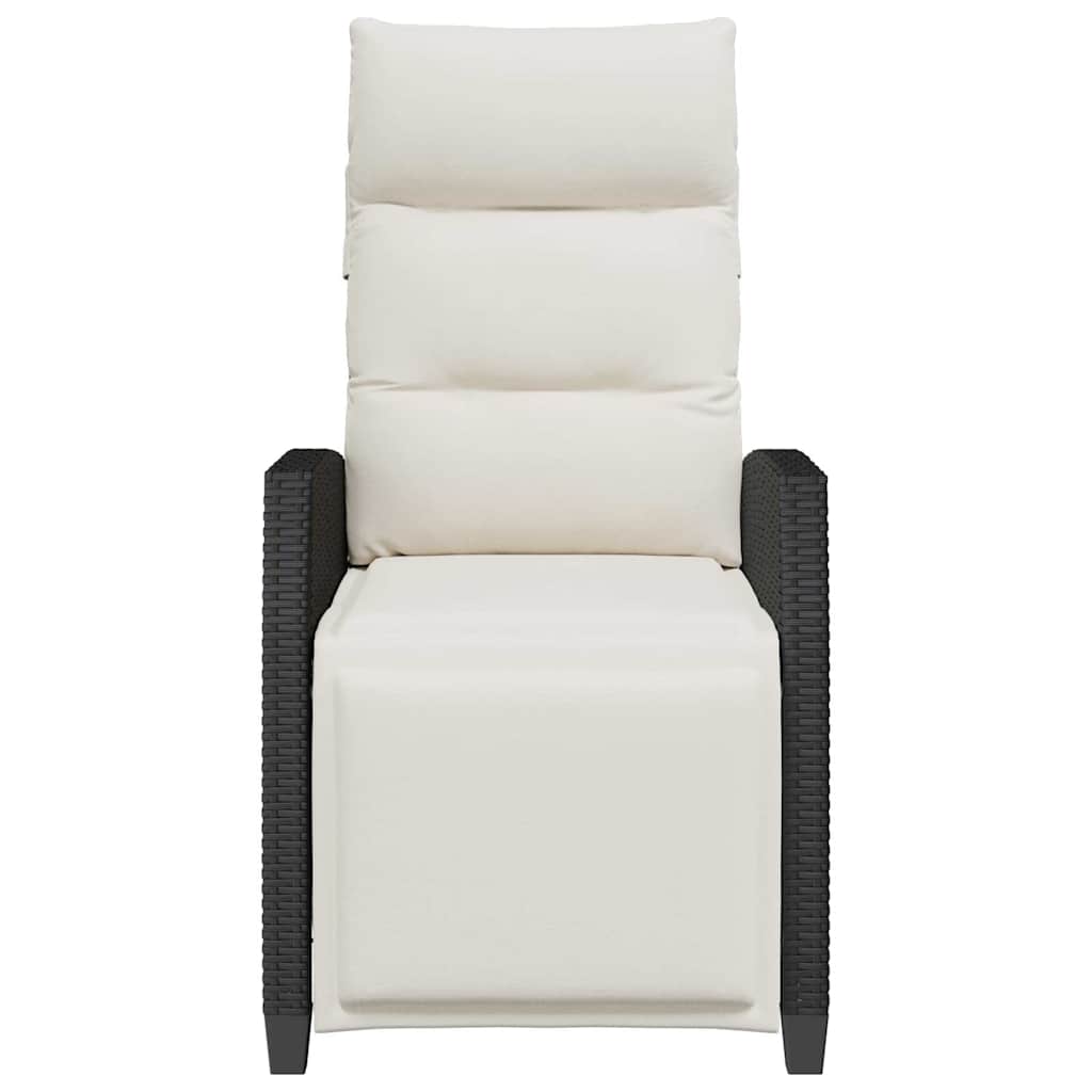 havestol med lænefunktion og sidebord polyrattan sort