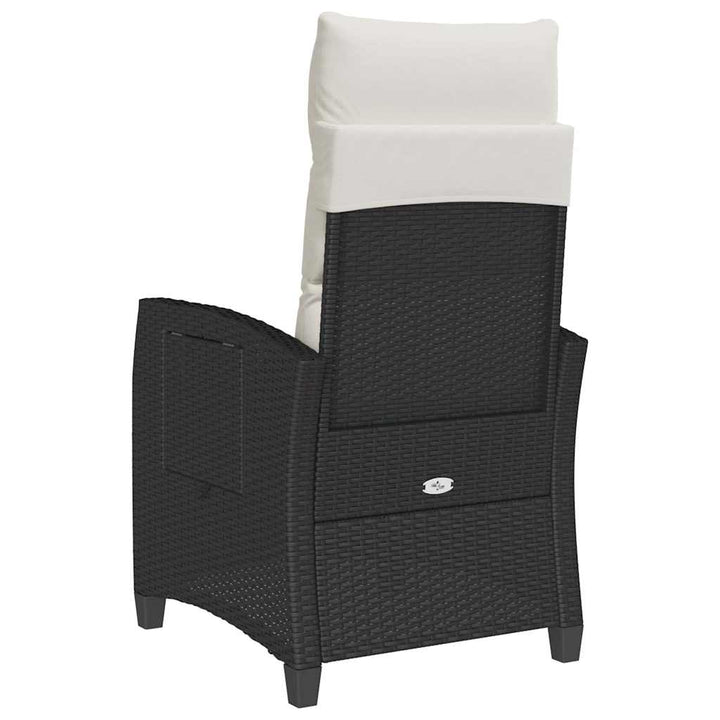 havestol med lænefunktion og sidebord polyrattan sort