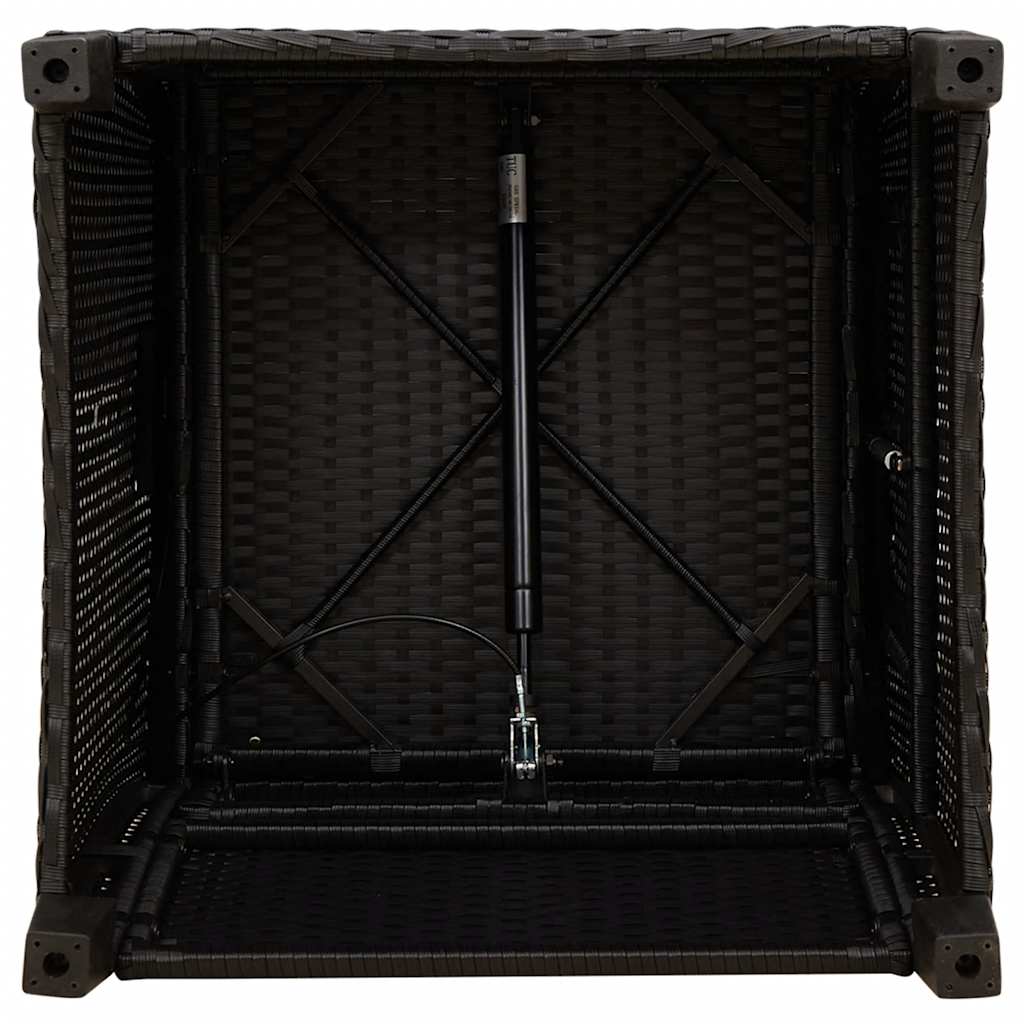 havestol med lænefunktion og sidebord polyrattan sort