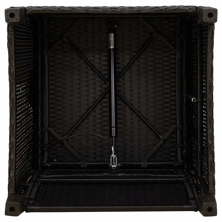 havestol med lænefunktion og sidebord polyrattan sort