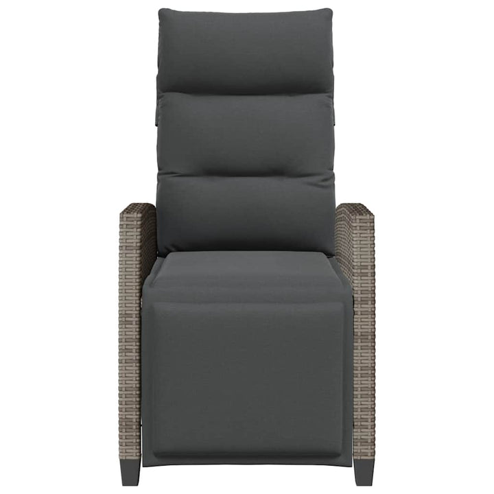havestol med lænefunktion og sidebord polyrattan grå