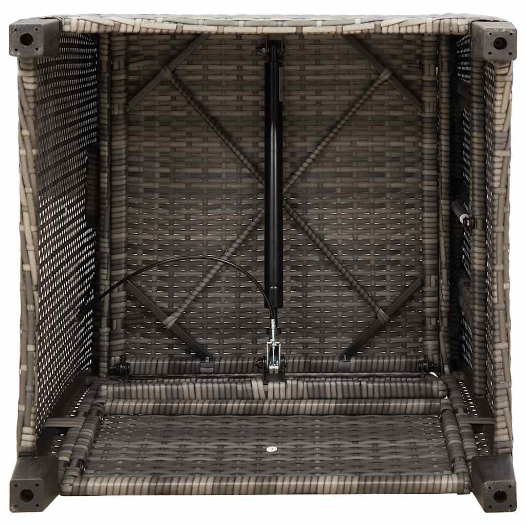 havestol med lænefunktion og sidebord polyrattan grå