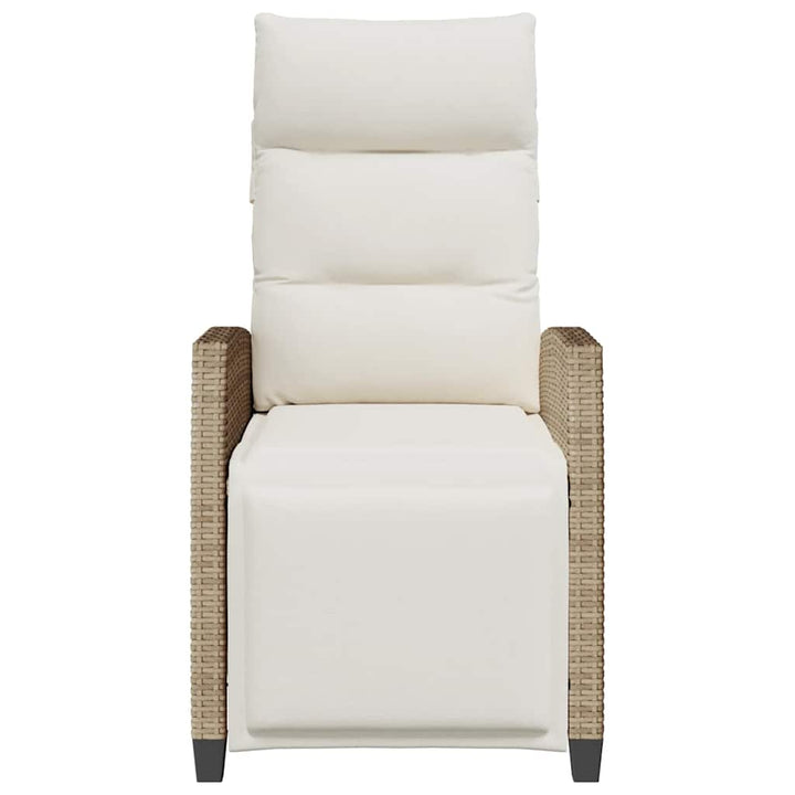 havestol med lænefunktion og sidebord polyrattan beige