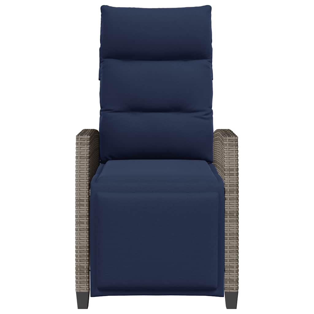 havestol med lænefunktion og sidebord polyrattan grå