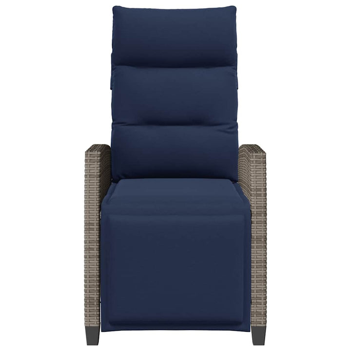 havestol med lænefunktion og sidebord polyrattan grå